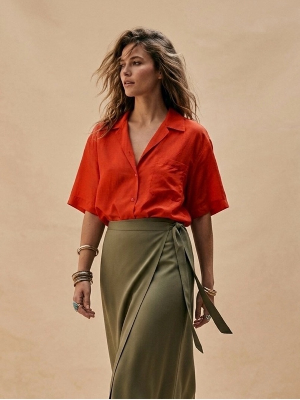 100% Silk Short-Sleeve Blouse